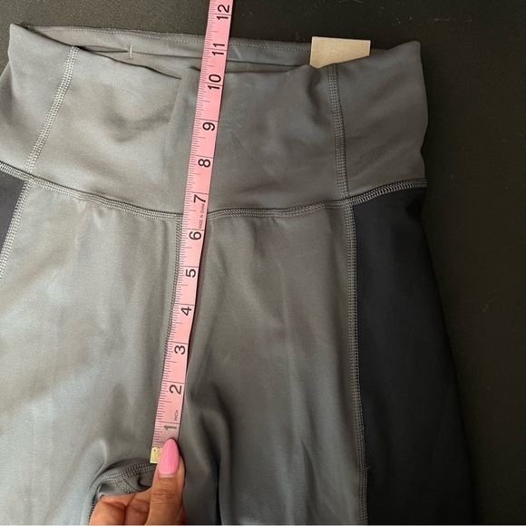 Adidas Leggings Women Small Runnings Soft Gray Black Color Block High Rise W - Picture 10 of 11